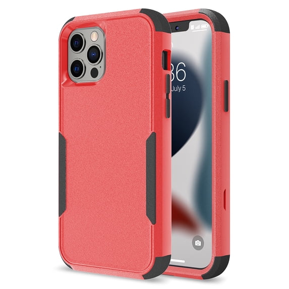 The Brick Two Tone Pc Tpu Hybrid Protective Case With Shockproof Corners For Iphone 13 Pro 6.1 - Red Black