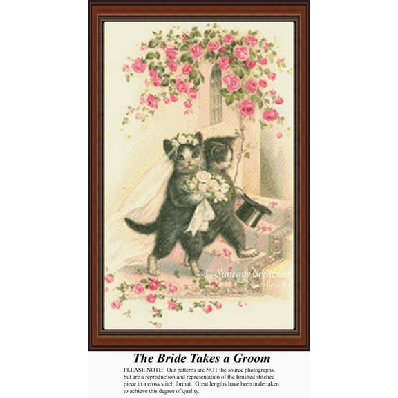 The Bride Takes a Groom, Vintage Counted Cross Stitch Pattern (Pattern Only, You Provide the Floss and Fabric)