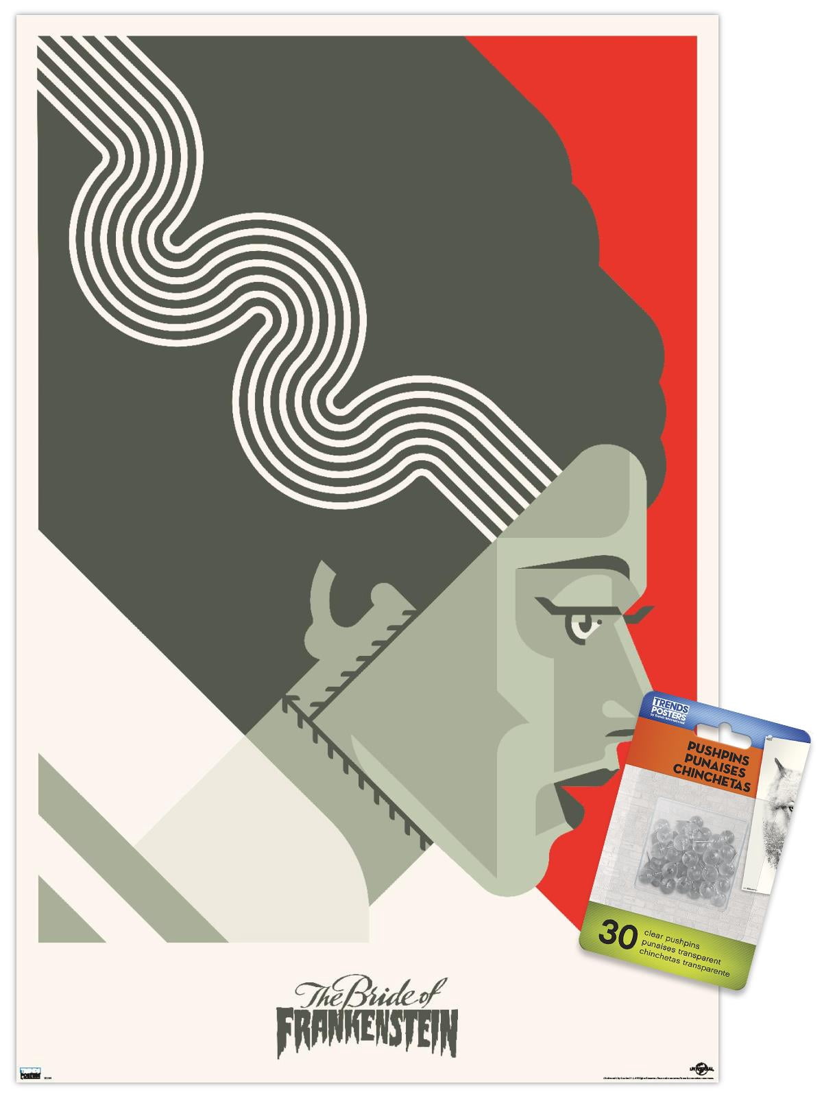 The Bride of Frankenstein - Graphic Wall Poster with Push Pins, 14.725" x 22.375"