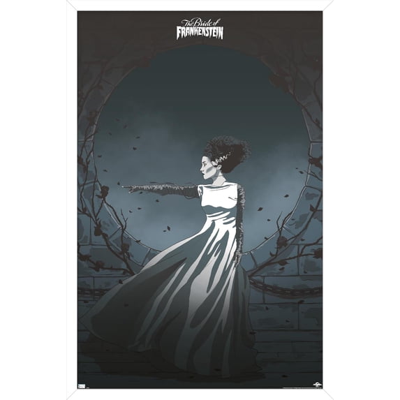 The Bride of Frankenstein - Illustration Wall Poster, 14.725" x 22.375" Framed
