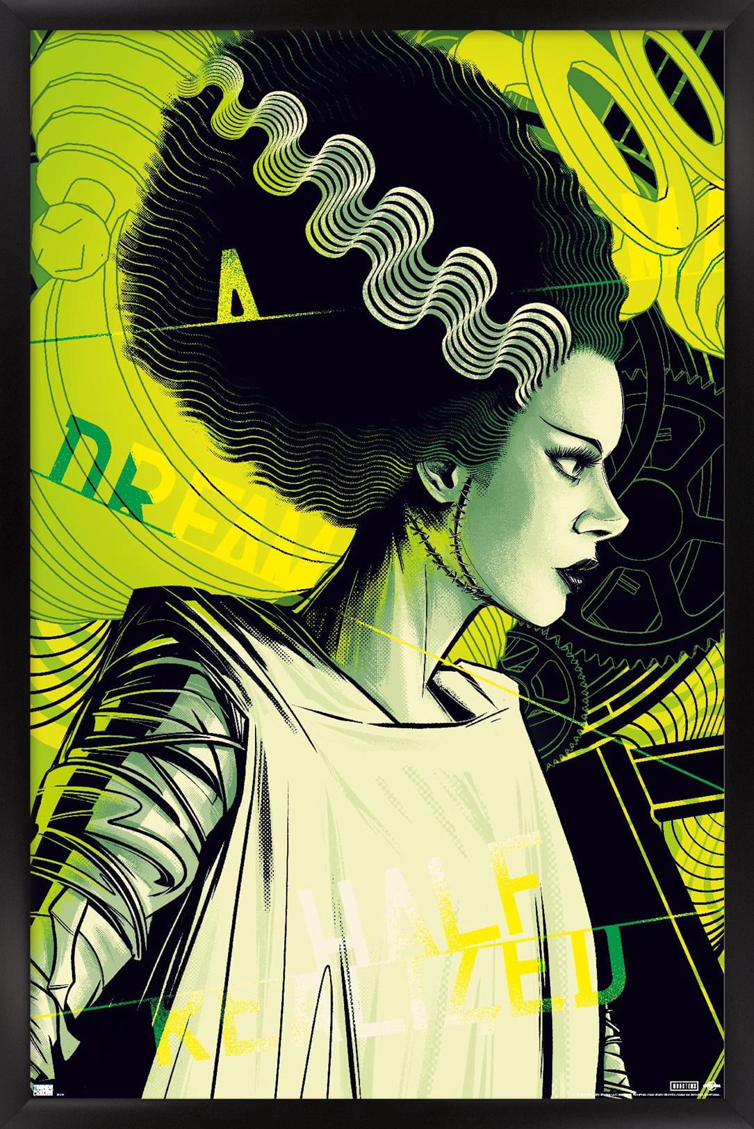 The Bride of Frankenstein - Mad Dream by Cesar Moreno Wall Poster, 14.725" x 22.375" Framed