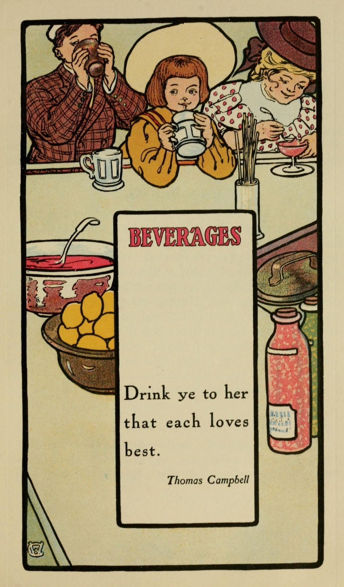 The Brides Cookbook 1908 Beverages Canvas Art - (18 x 24)