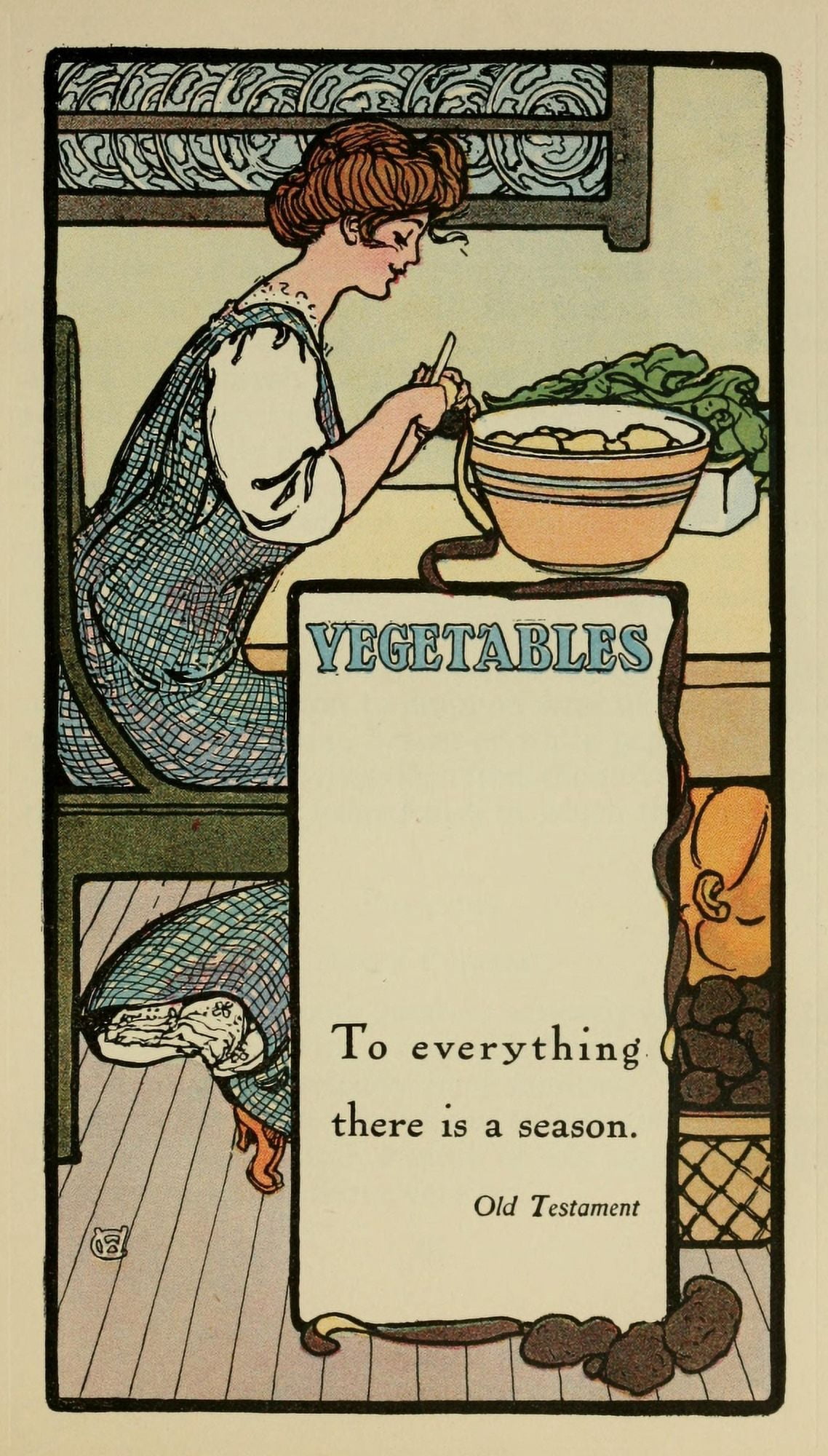 The Brides Cookbook 1908 Vegetables Canvas Art -  (18 x 24)