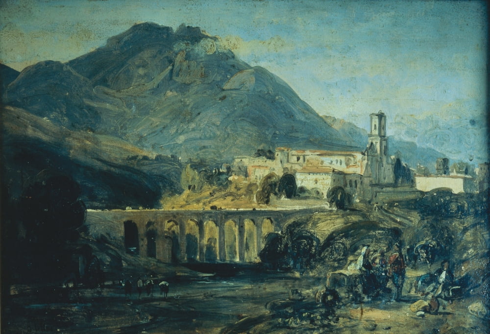 The Bridge And The Church Of St Francis In Cava Canvas Art - (36 x 24)
