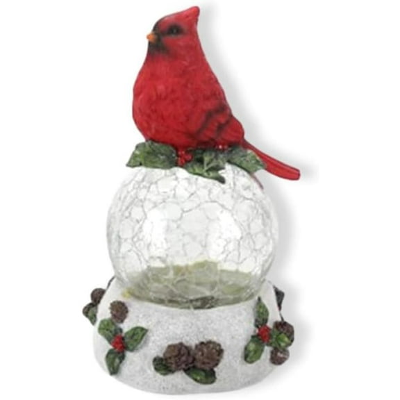 The Bridge Collection 8.5" Red Cardinal Snowy Christmas LED Light-Up Ball Figurine