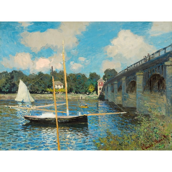 The Bridge at Argenteuil by Claude Monet - 12" x 18" Art Print Wall Decor