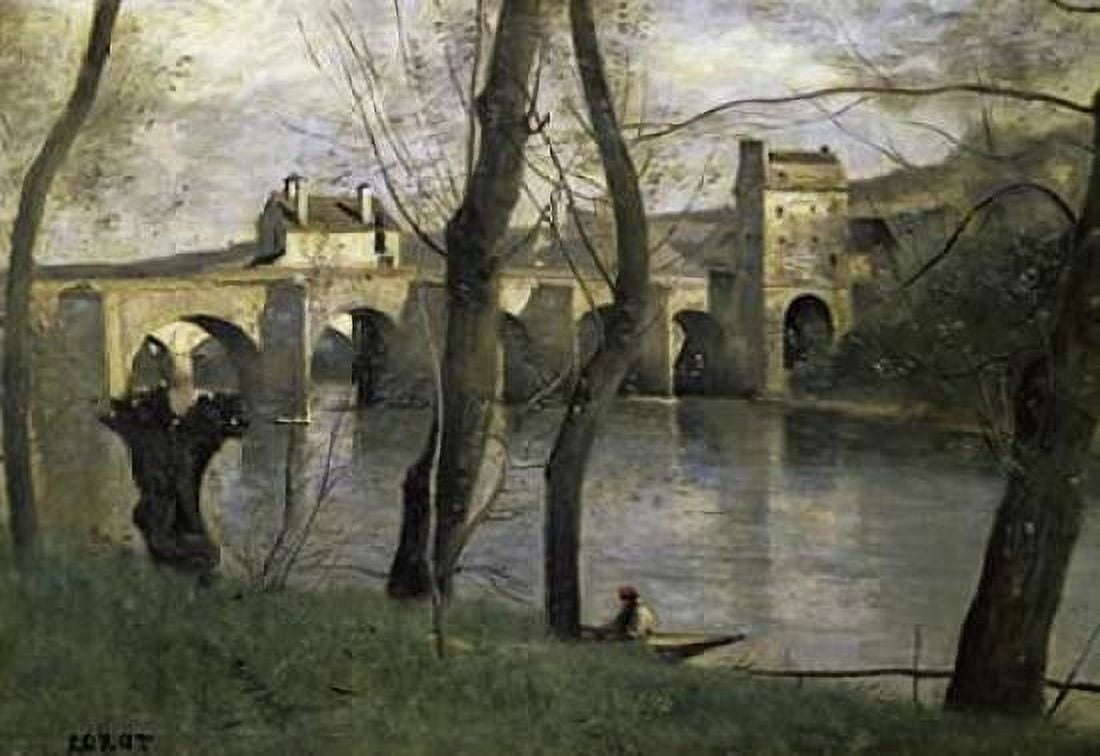 The Bridge of Nantes Canvas Art - Jean-Baptiste-Camille Corot (20 x 28)