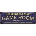 thumbnail image 1 of The Bridges Family Gift Blue Game Room Metal 6x18 Sign 206180037743, 1 of 1