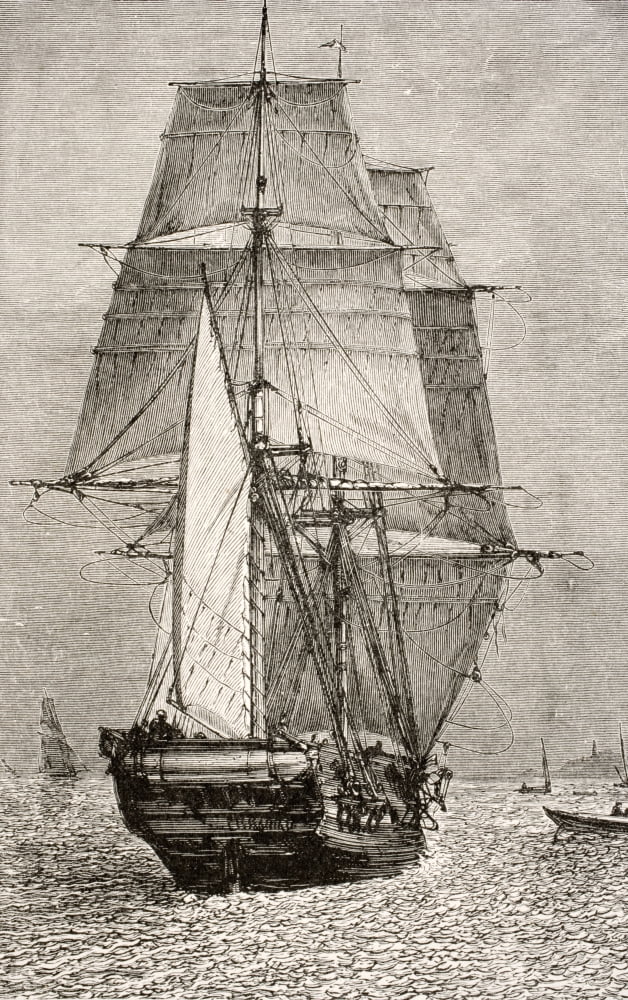 The Brig Hms Beagle From Journal Of Researches By Charles Darwin Published By Nelson & Sons 1890 Canvas Art - Ken Welsh Design Pics (22 x 36)