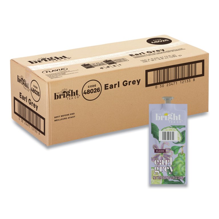 The Bright Tea Co. Earl Grey Black Tea Freshpack, Earl Gray, 0.09 oz Pouch, 100/Carton The Bright Tea Co. Earl Grey Black Tea Freshpack, Earl Gray, 0.09 oz Pouch, 100/Carton