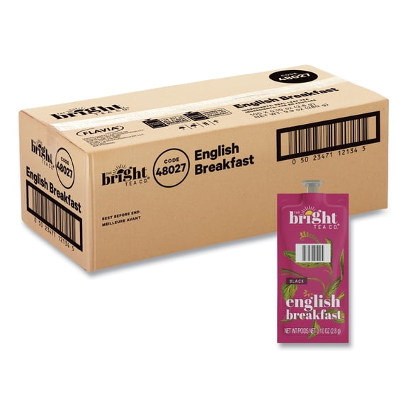 The Bright Tea Co. English Breakfast Black Tea Freshpack, English Breakfast, 0.1 oz Pouch, 100/Carton | Bundle of 2 Cartons