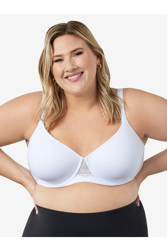 , The Brigitte Lace, Underwire Tshirt Bra, Lightly Padded, Lace Trim, Smooth Cups, Adjustable Padded Straps (Women's & Women's Plus)