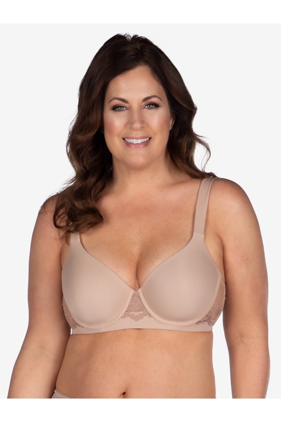 , The Brigitte Lace, Underwire Tshirt Bra, Lightly Padded, Lace Trim, Smooth Cups, Adjustable Padded Straps (Women's & Women's Plus)