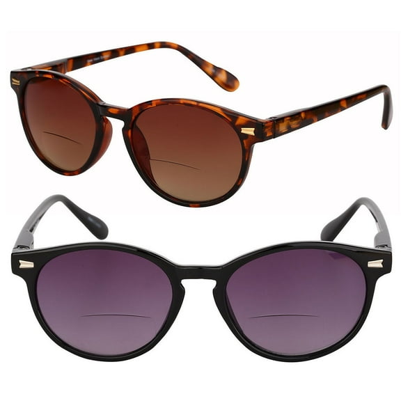 "The Brilliance" 2 Pair Polarized Round Frame Bifocal Sunglasses for Men and Women