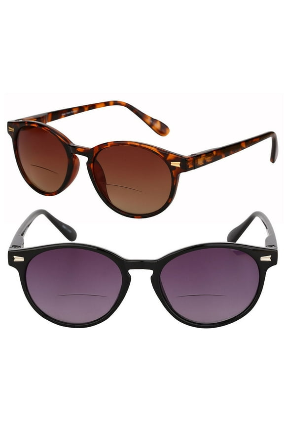 "The Brilliance" 2 Pair Polarized Round Frame Bifocal Sunglasses for Men and Women