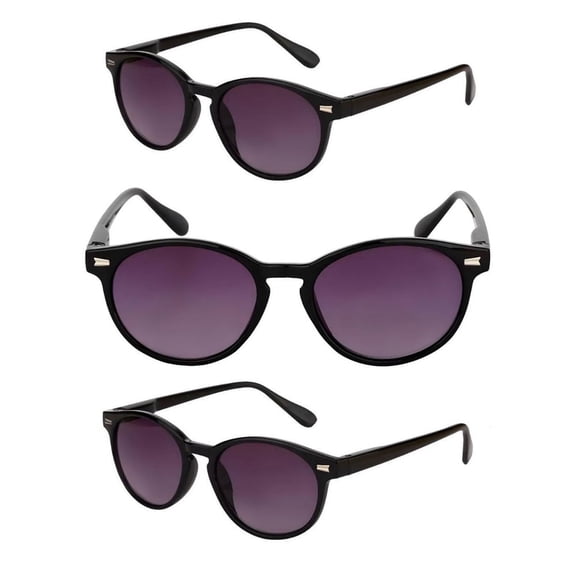 "The Brilliance" 3 Pair of Full Reader Lens Unisex Sunglasses (no bifocal) - Spring Hinges & UV400 Protection - Jet - 1.75