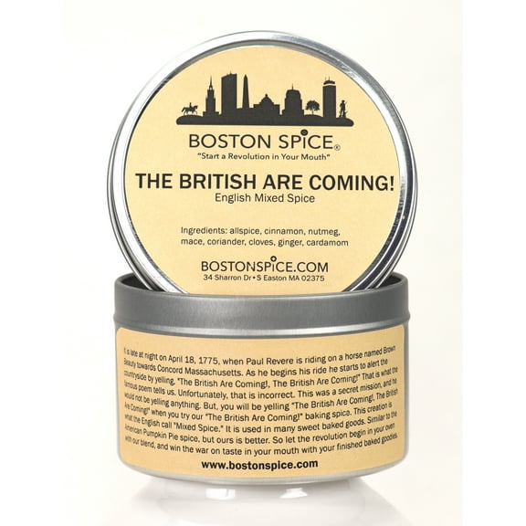 The British Are Coming! English Mixed Spice Mix Puddings Cakes Fudge Pies Add to Protein Shakes Smoothies, Wicked Great Baking Blend 1 Cup Tin wt. 4oz/114g