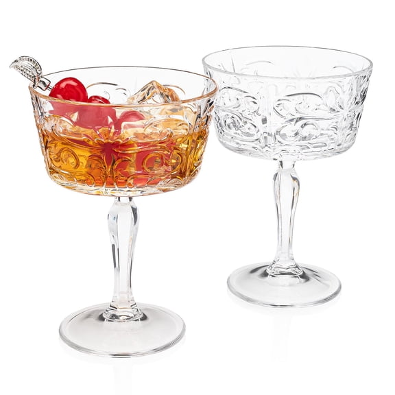 The British Gentlemans Club Crystal Cocktail Glass  2-Piece Set for Classic Cocktails (Gift Box Collection)