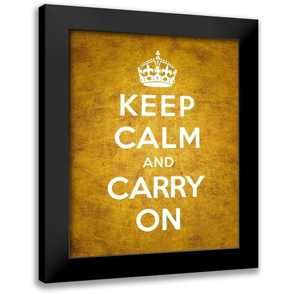The British Ministry of Information 12x14 Black Modern Framed Museum Art Print Titled - Keep Calm and Carry On - Vintage Orange