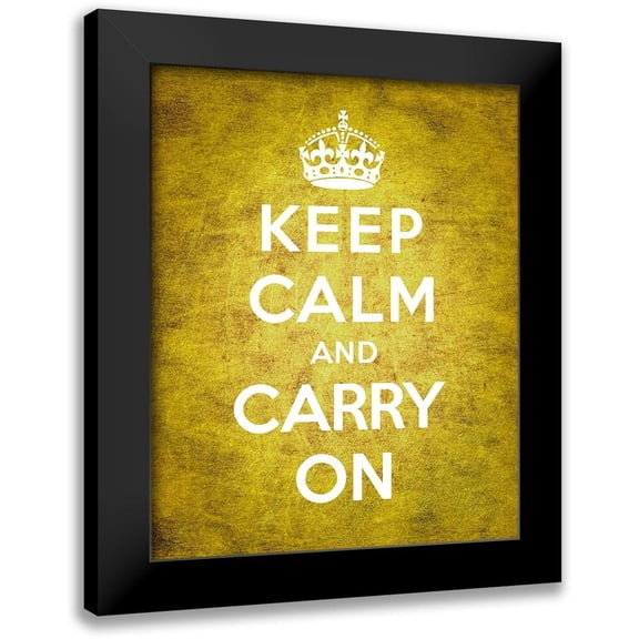 The British Ministry of Information 12x14 Black Modern Framed Museum Art Print Titled - Keep Calm and Carry On - Vintage Yellow