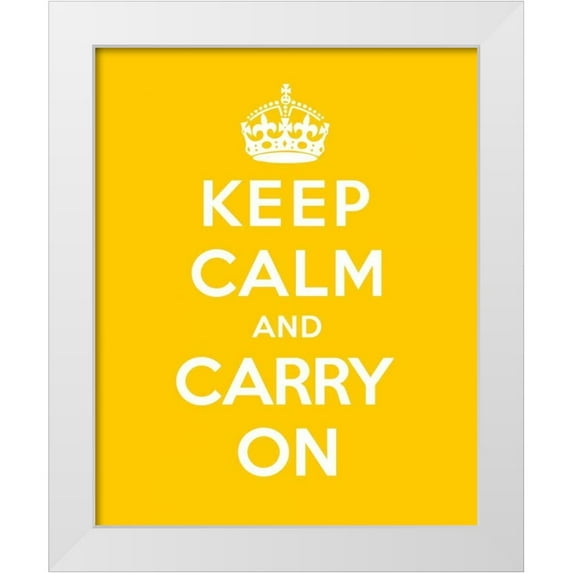 The British Ministry of Information 12x14 White Modern Wood Framed Museum Art Print Titled - Keep Calm and Carry On - Yellow