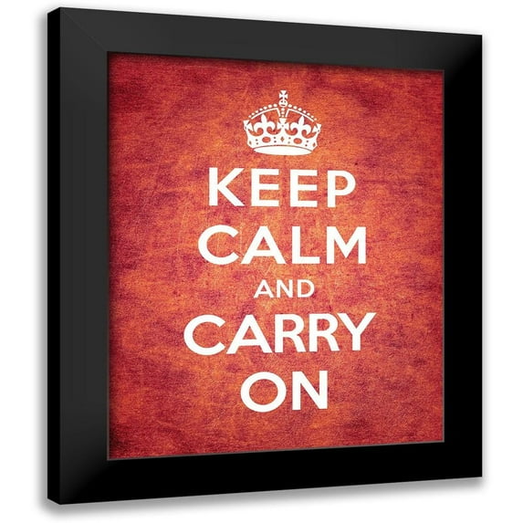 The British Ministry of Information 20x24 Black Modern Framed Museum Art Print Titled - Keep Calm and Carry On - Vintage Red
