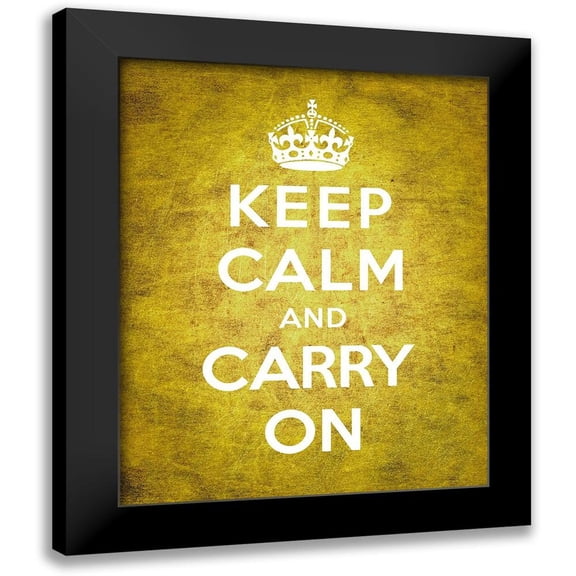 The British Ministry of Information 20x24 Black Modern Framed Museum Art Print Titled - Keep Calm and Carry On - Vintage Yellow