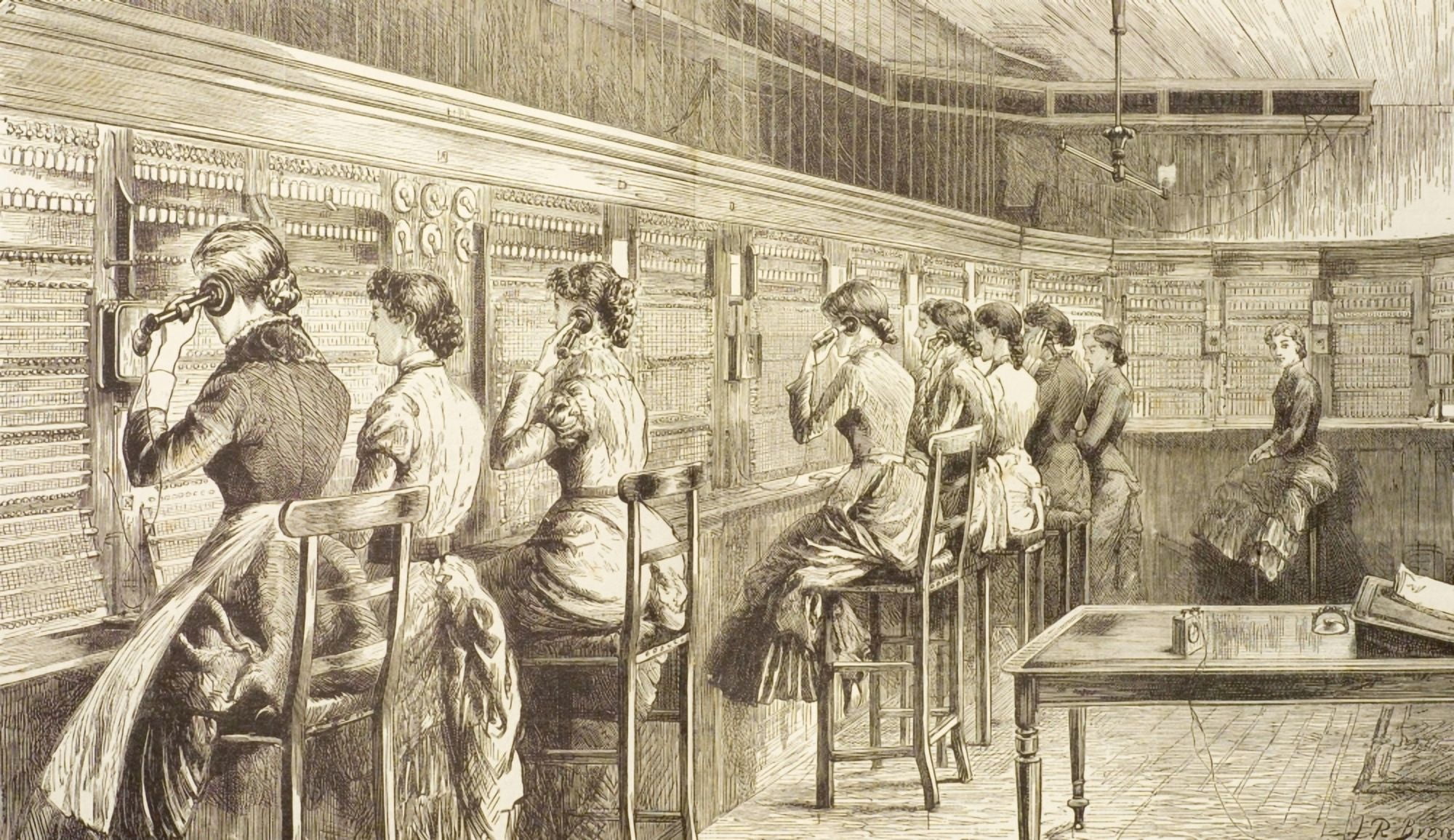 The British Telephone Exchange In London 1883 From The Graphic September 1 1883 Canvas Art - Ken Welsh Design Pics (38 x 22)