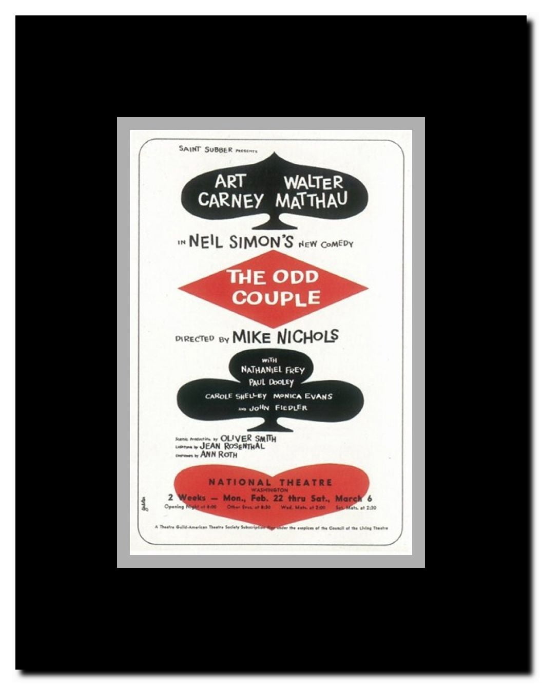 The (Broadway) Odd Couple Framed Movie Poster