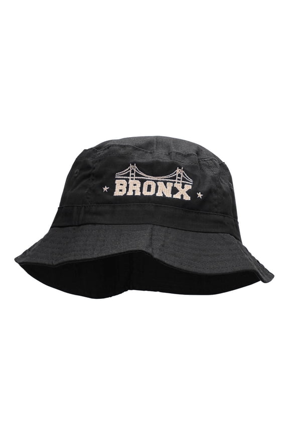 The Bronx Embroidered Bucket Hat - Black OSFM