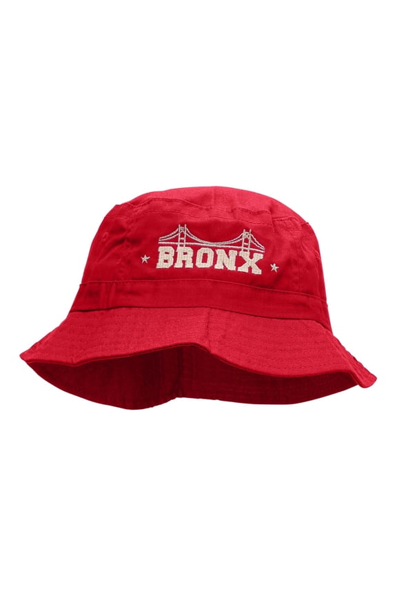 The Bronx Embroidered Bucket Hat - Red OSFM