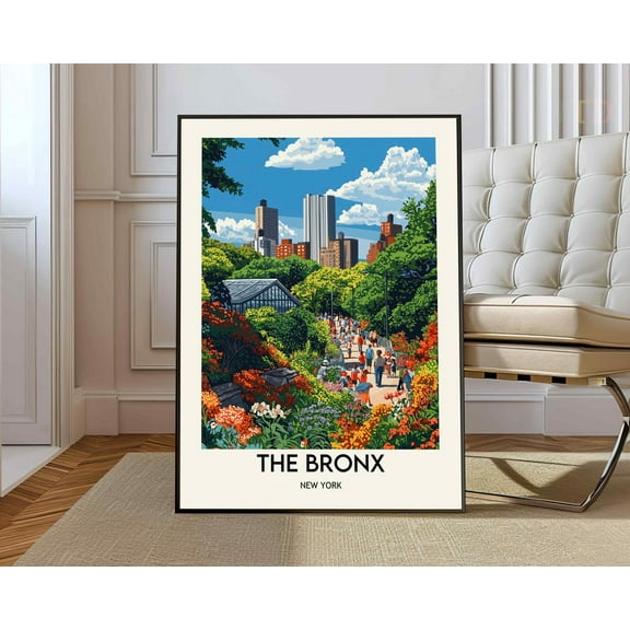 The Bronx New York Cityscape Wall Art Travel Photo Print, Stretched Canvas 12x16in