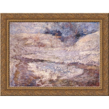 The Brook, Greenwich, Connecticut 24x18 Gold Ornate Wood Framed Canvas Art by John Henry Twachtman