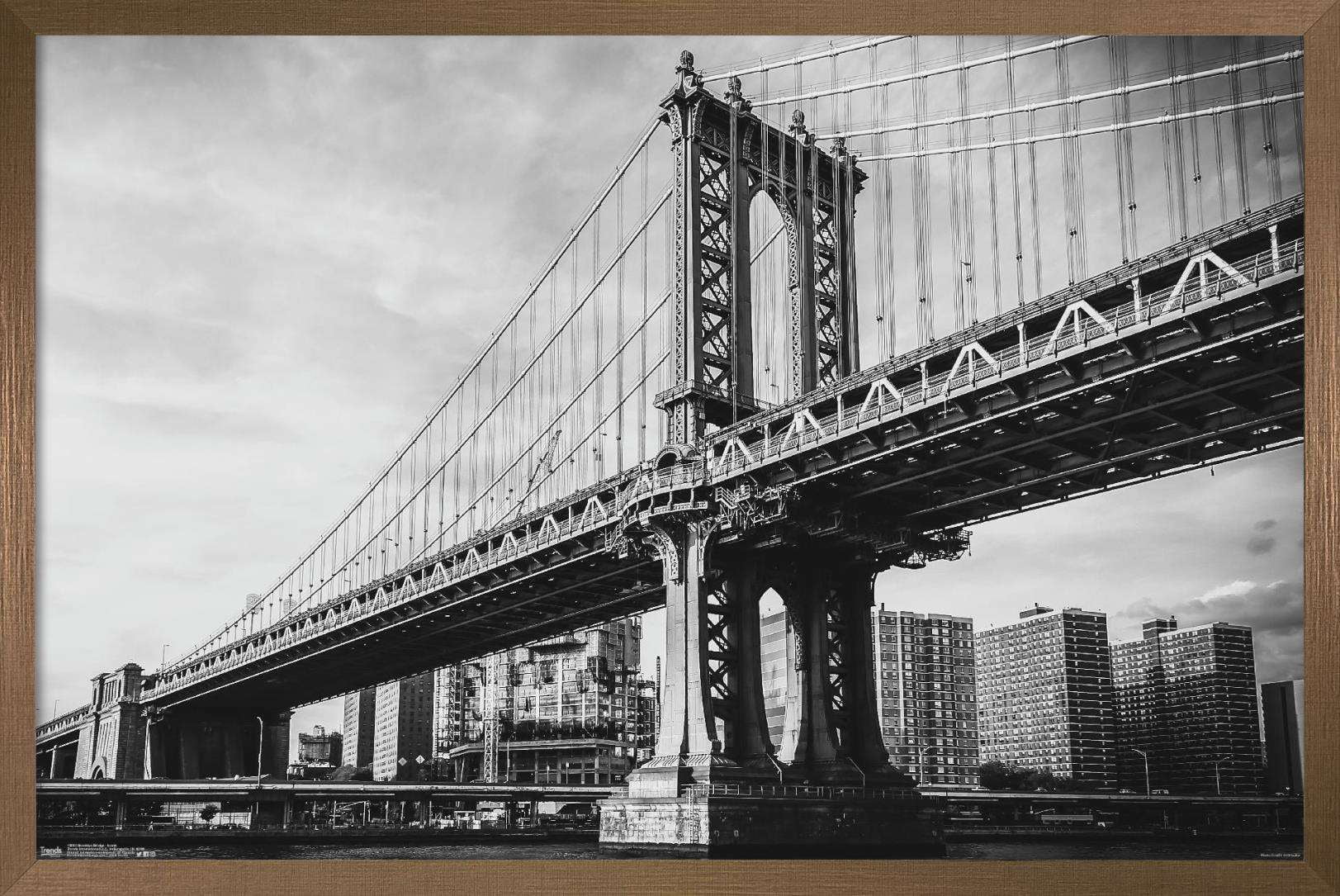 The Brooklyn Bridge - Iconic Wall Poster, 22.375" x 34", Framed