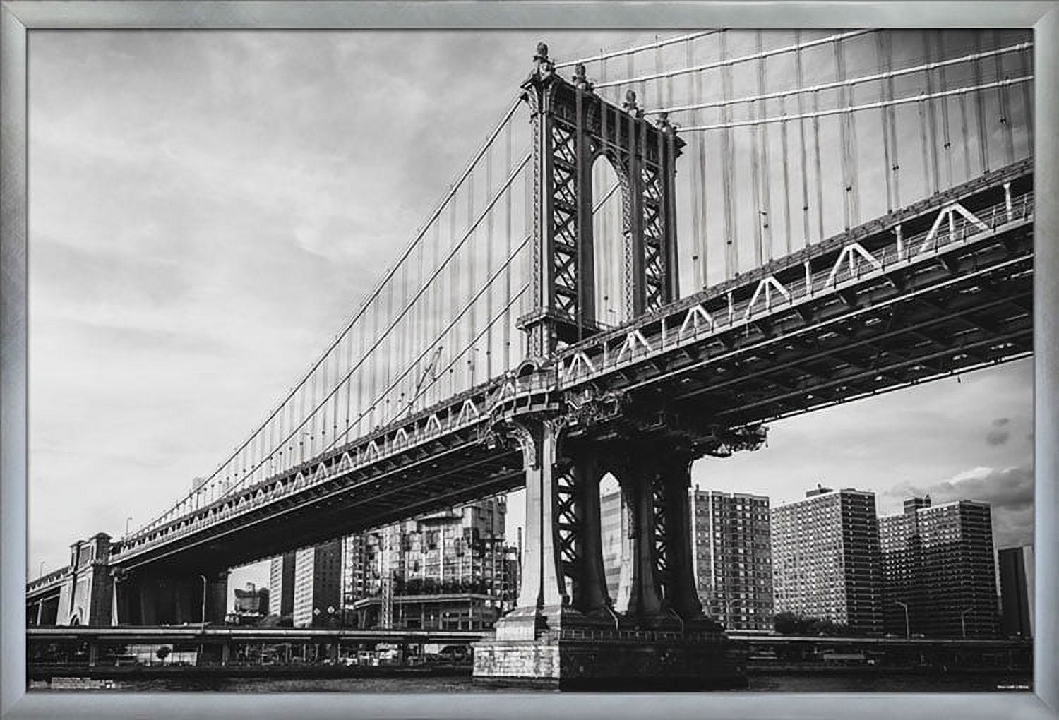 The Brooklyn Bridge - Iconic Wall Poster, 22.375" x 34", Framed