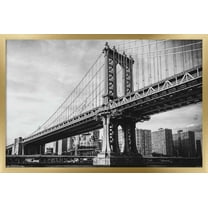 The Brooklyn Bridge - Iconic Wall Poster, 22.375" x 34", Framed