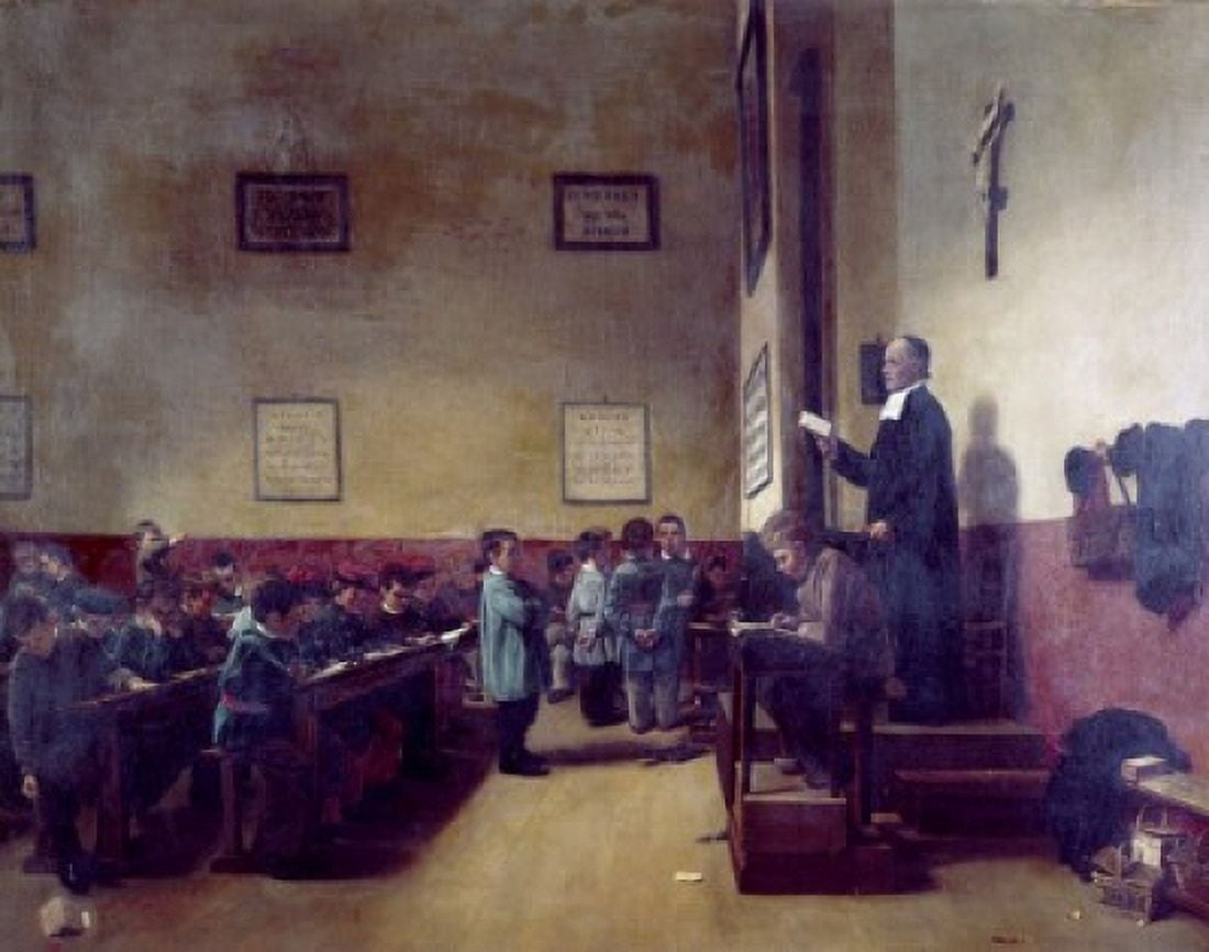 The Brothers School by Francois Bonvin (1817-1887) Canvas Art - Francois Bonvin (18 x 24)
