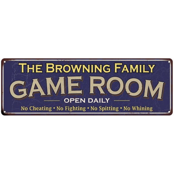 The Browning Family Blue Game Room Metal 6x18 Sign 106180037902