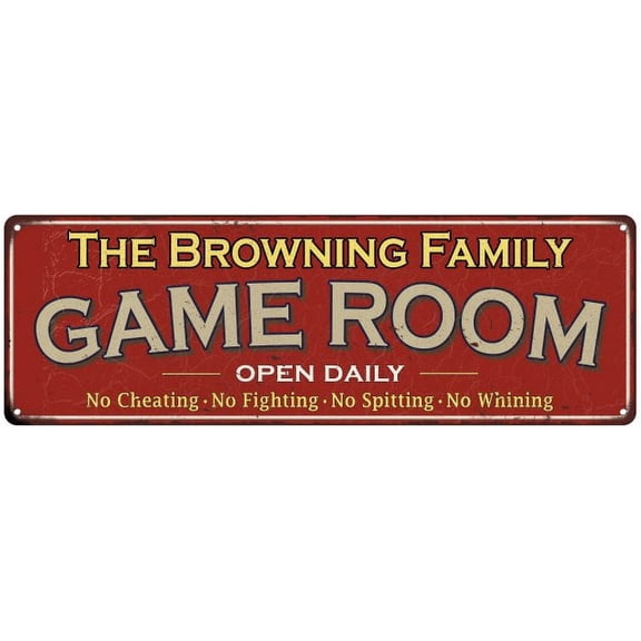 The Browning Family Gift Red Game Room Metal 6x18 Sign 206180038902