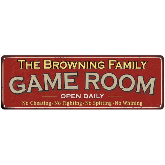 The Browning Family Red Game Room Metal 6x18 Sign 106180038902