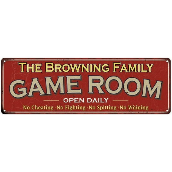 The Browning Family Red Game Room Metal 8x24 Sign 108240038902