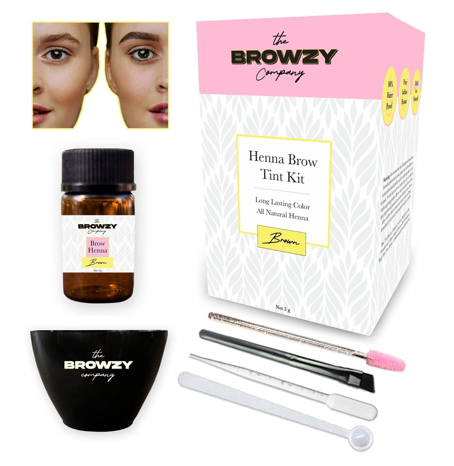 The Browzy Company Henna Eyebrow Tint Kit 30 Applications Eyebrow