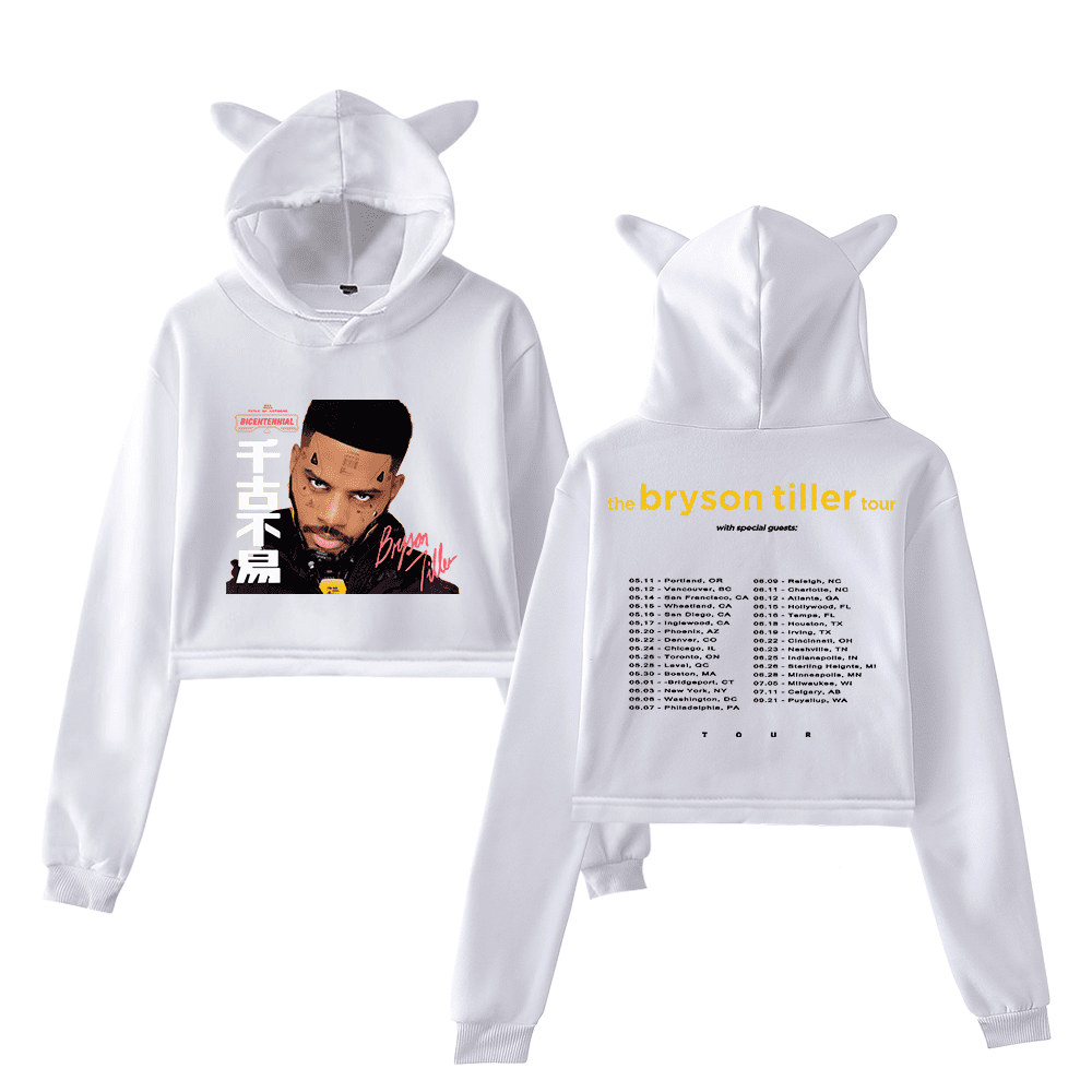 The Bryson Tiller Tour 2024 Merch Hoodie Pullover Cat Ears Hoodie Long