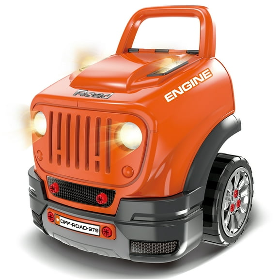 The Bubble Factory ATV Car Workshop in Orange- Take Apart & Rebuild Motor, Realistic Effects, Kids 3+