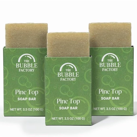 The Bubble Factory Handmade Cold-Process Natural Vegan Bar Soap, Pine Top, 3 Pack
