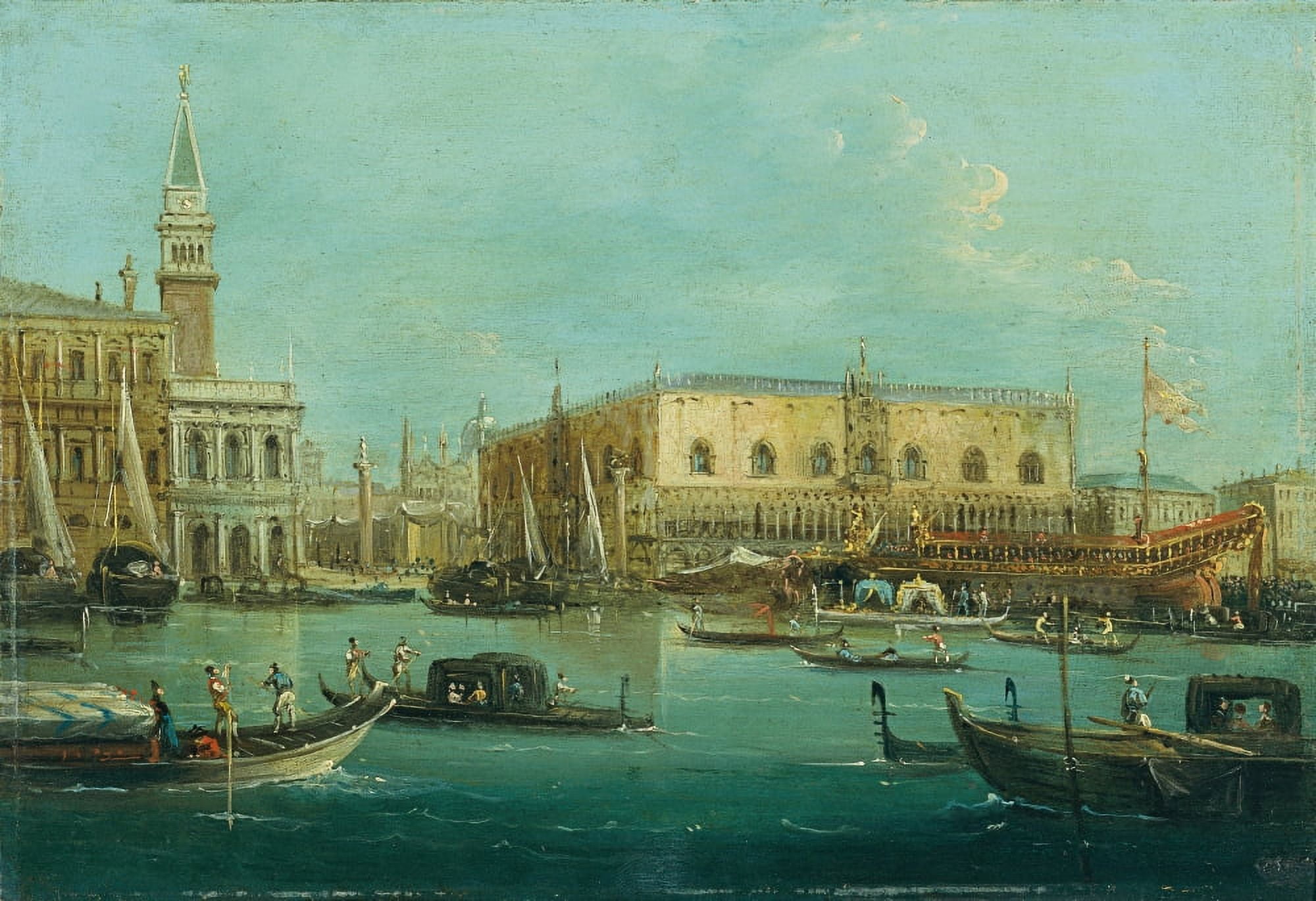The Bucintoro In Front Of Palazzo Ducale Canvas Art - (36 x 24)