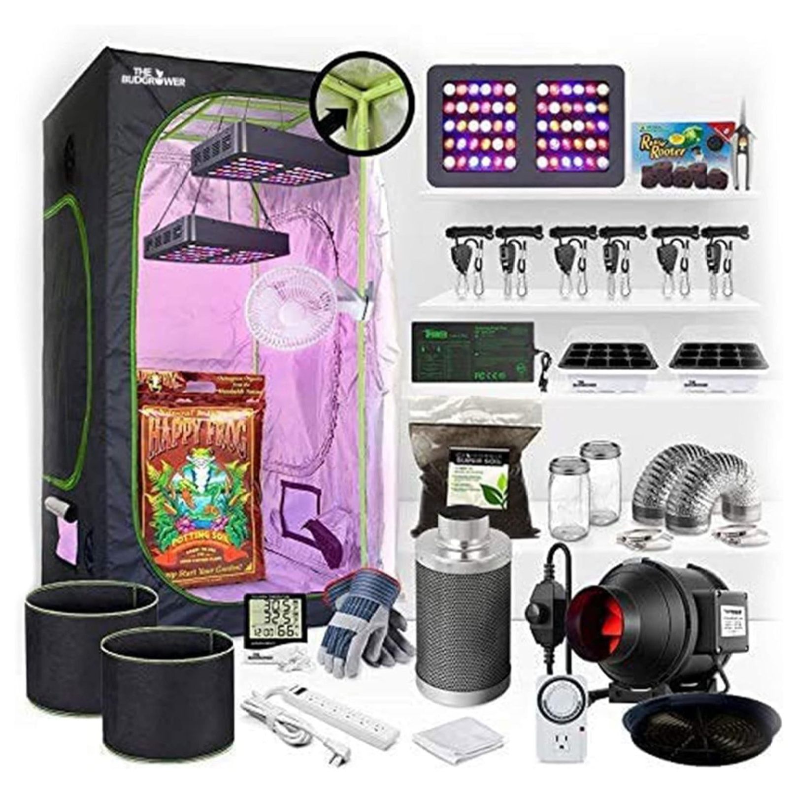 The Bud Grower Indoor Home Grow Kit Complete with Tent, 600 Watt