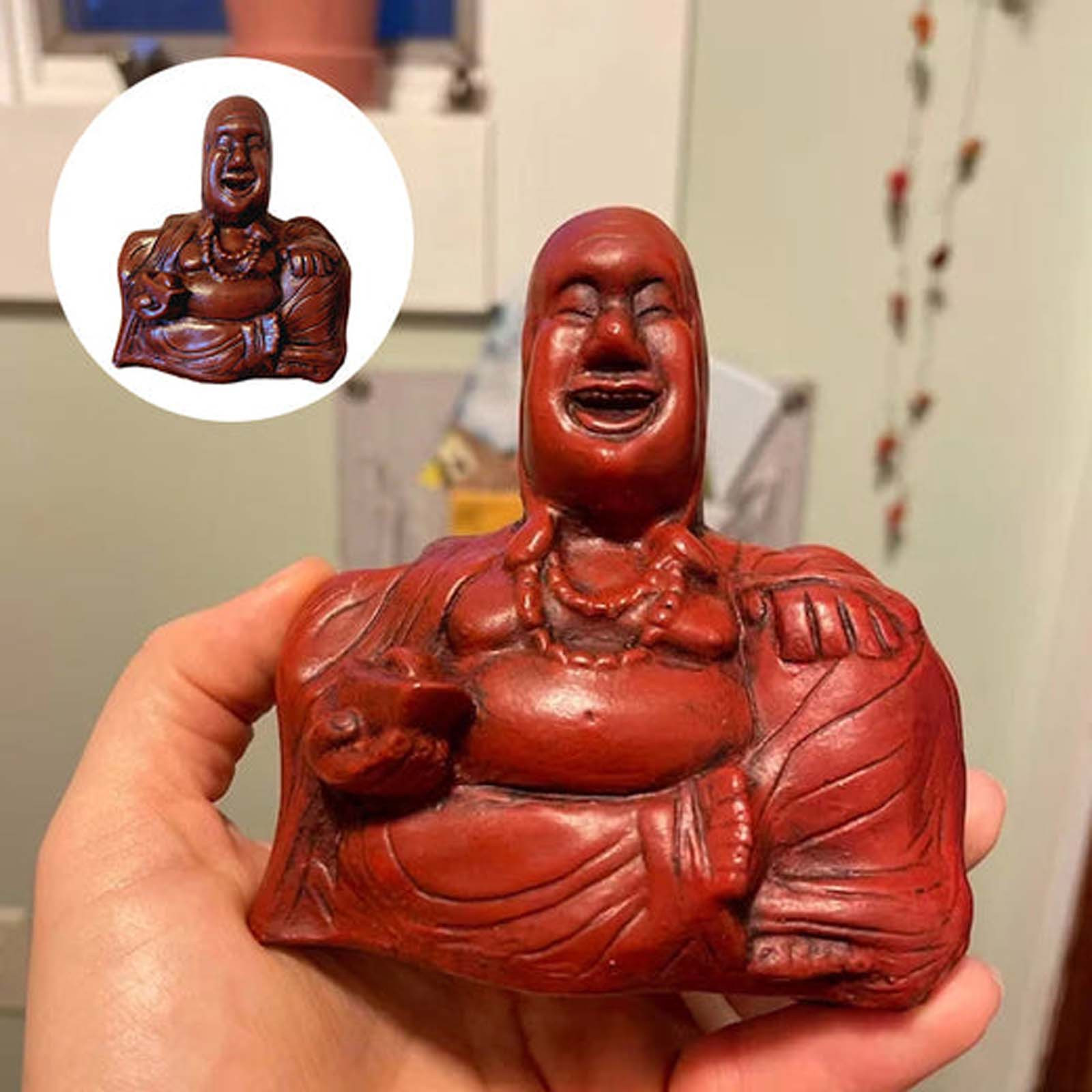 Laughing Buddha Flip Statue, Unique Indoor Decor, Unexpected Backside