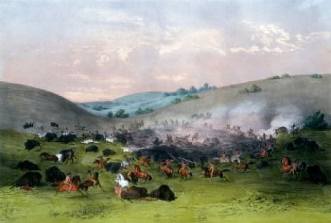 The Buffalo Hunt Currier and Ives 1857-1907 USA Washington DC Library of Congress Canvas Art - Currier & Ives (24 x 36)