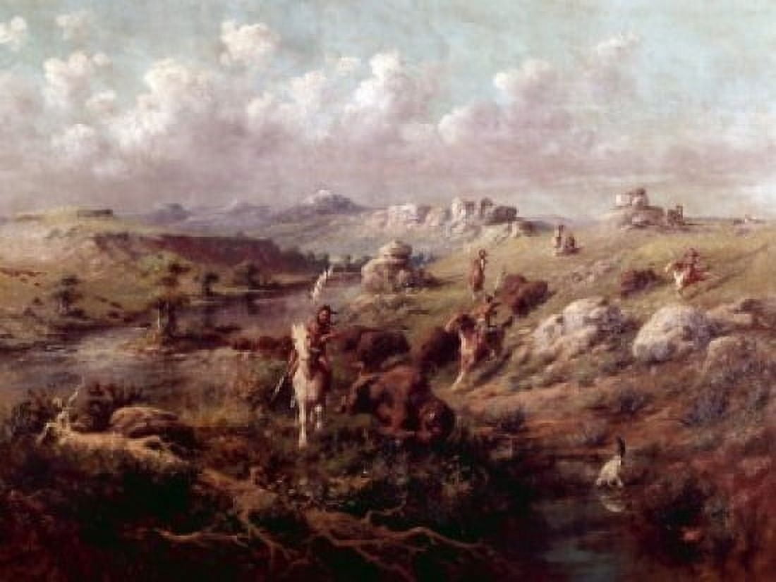 The Buffalo Hunt Edgar Samuel Paxson (1852-1919 American) Canvas Art - Edgar Samuel Paxson (24 x 36)